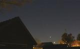 Foto 1: Jupiter (linksboven) en Venus (rechtsonder) laag boven de westelijke horizon op 26 februari.