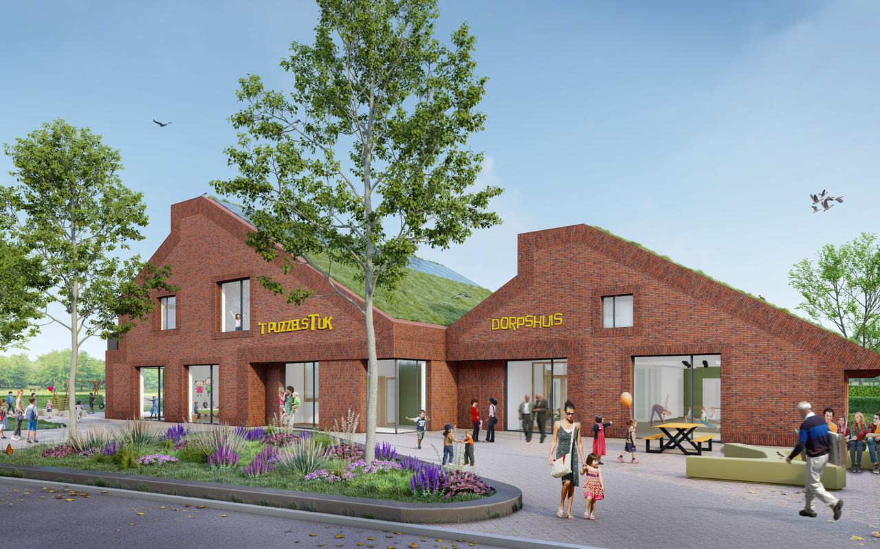 Zo komen het dorpshuis en de nieuwe school er uit te zien Zo komen het dorpshuis en de nieuwe school er uit te zien
