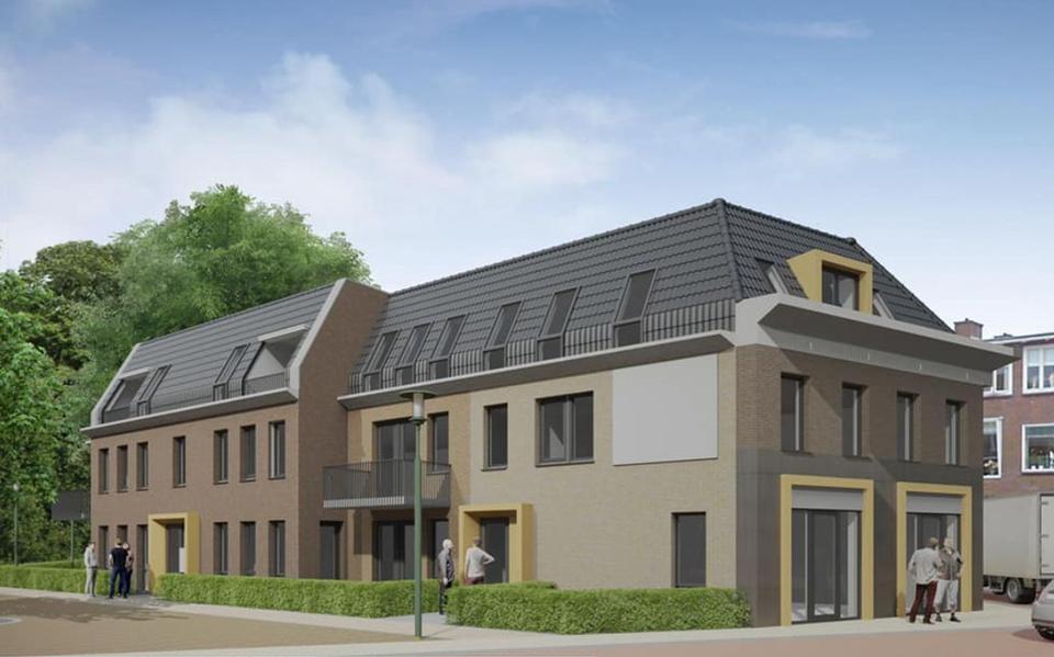 De artist impression van het voorste gedeelte van het te bouwen appartementencomplex in de Kalverstraat in Steenwijk. 