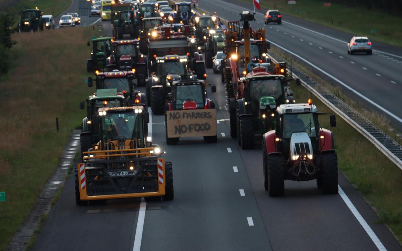 De protestactie van de boeren op de A32 van twee weken geleden.