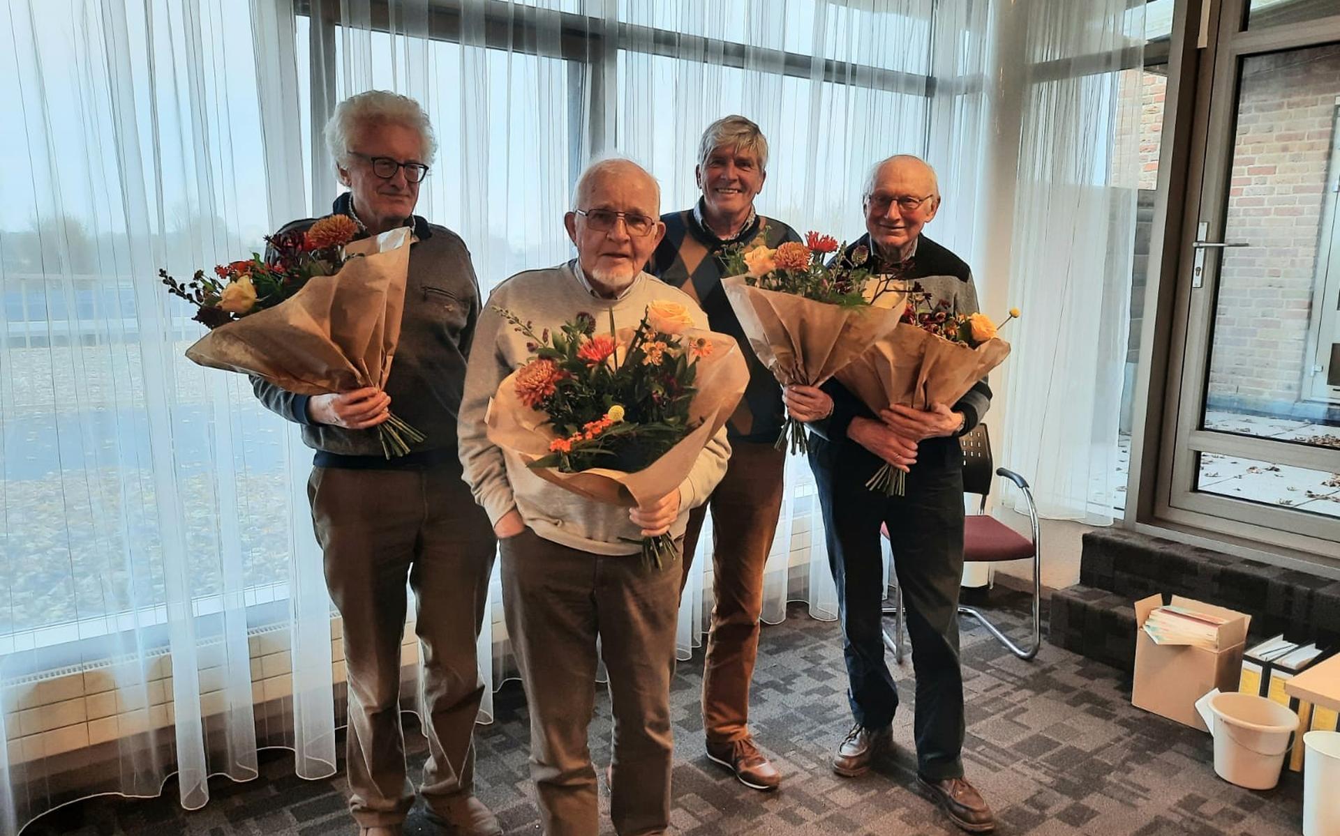 De jubilarissen van de Rechtswinkel Steenwijk: Guus, Harm, Pieter en Ate, samen goed voor 80 jaar inzet.