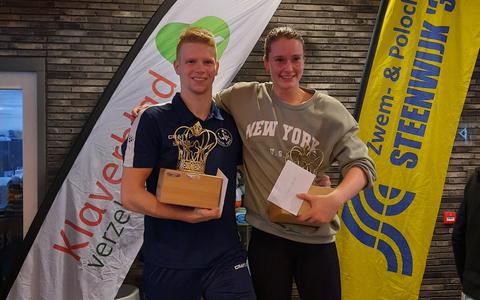 De kroontjes voor sprintkoning en koningin zijn voor Kylian Heederik en Myrthe Offenga.